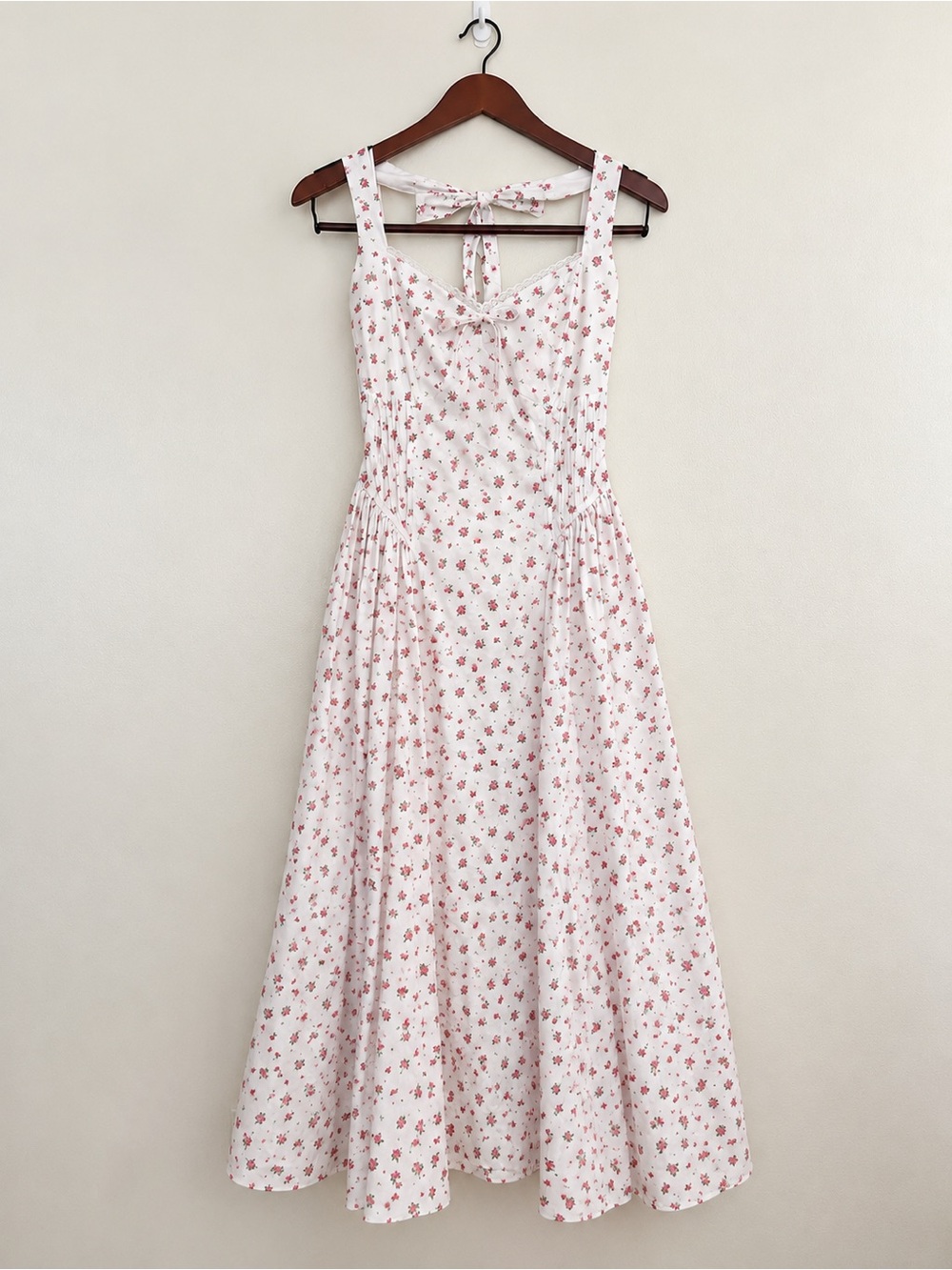 TRIXXI Floral Halter Fit & Flare Midi Dress Romantic Bow Size M